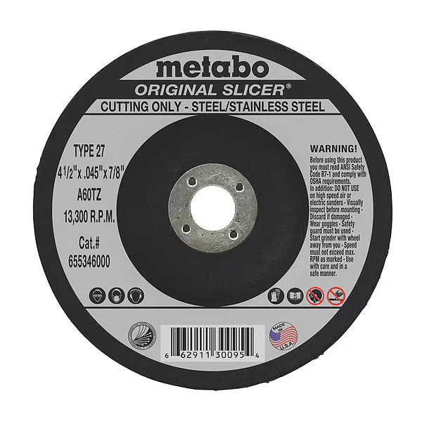 Cut Off Wheel Metabo 4.5, Type 27, 7/8 Arbor (50 Pack)